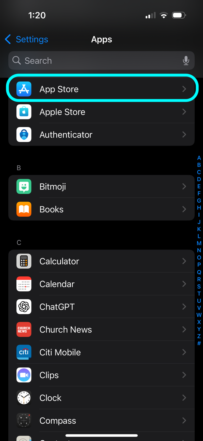 iPhone Settings screenshot, step 2 of the Help Center instructions