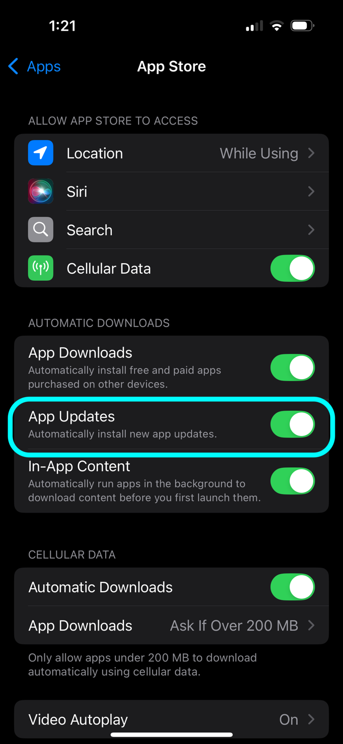 iPhone Settings screenshot, step 3 of the Help Center instructions