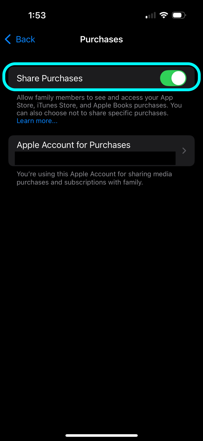 iPhone Settings screenshot, step 7 of the Help Center instructions